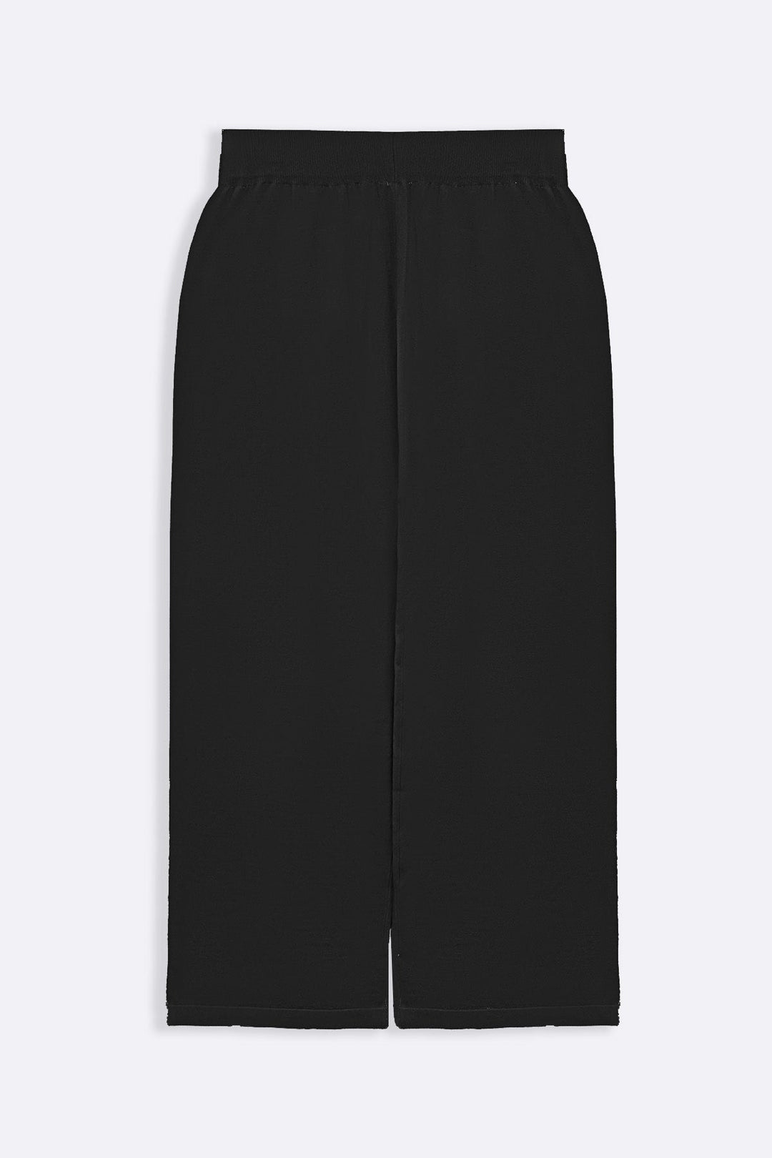 BLACK SOFT-KNIT STRAIGHT TROUSERS