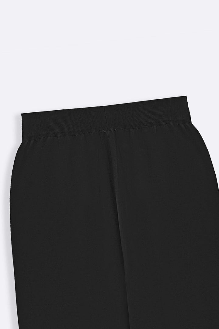 BLACK SOFT-KNIT STRAIGHT TROUSERS