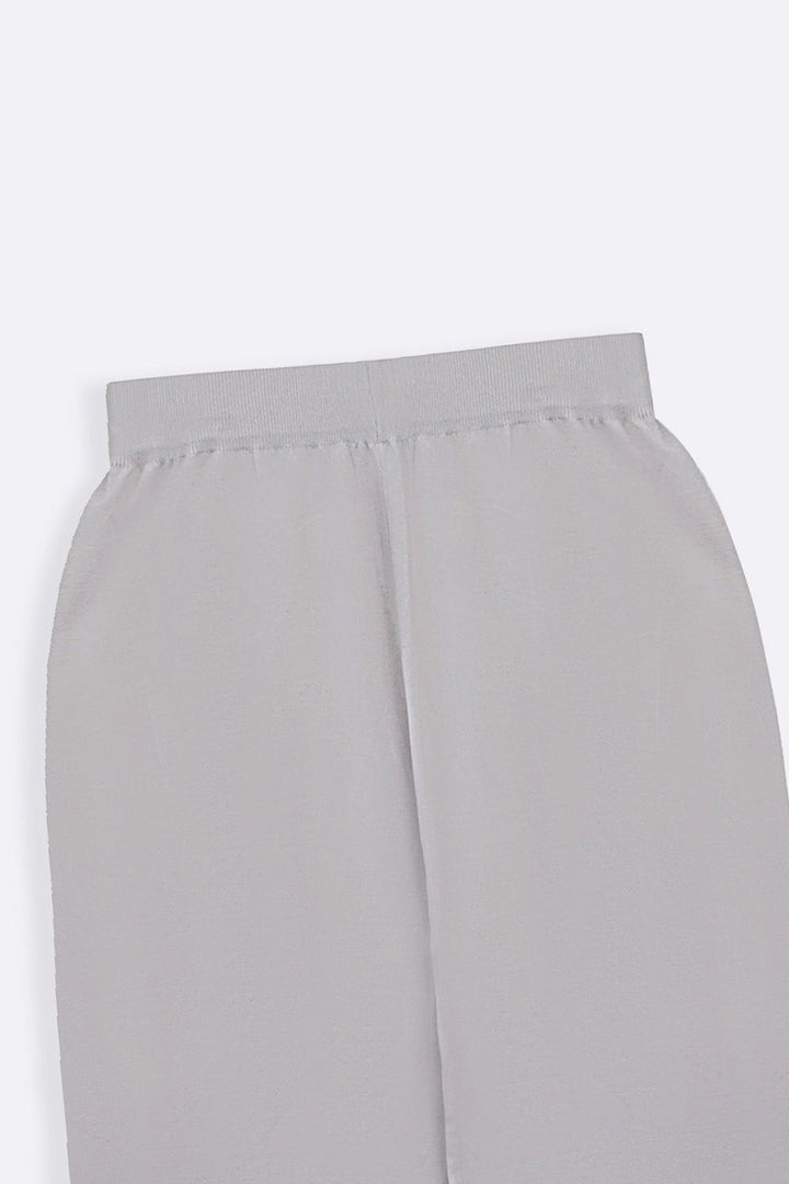 CREAM SOFT-KNIT STRAIGHT TROUSERS