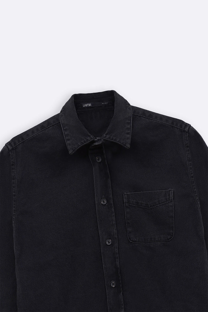 BLACK WASHED BLACK DENIM SHIRT