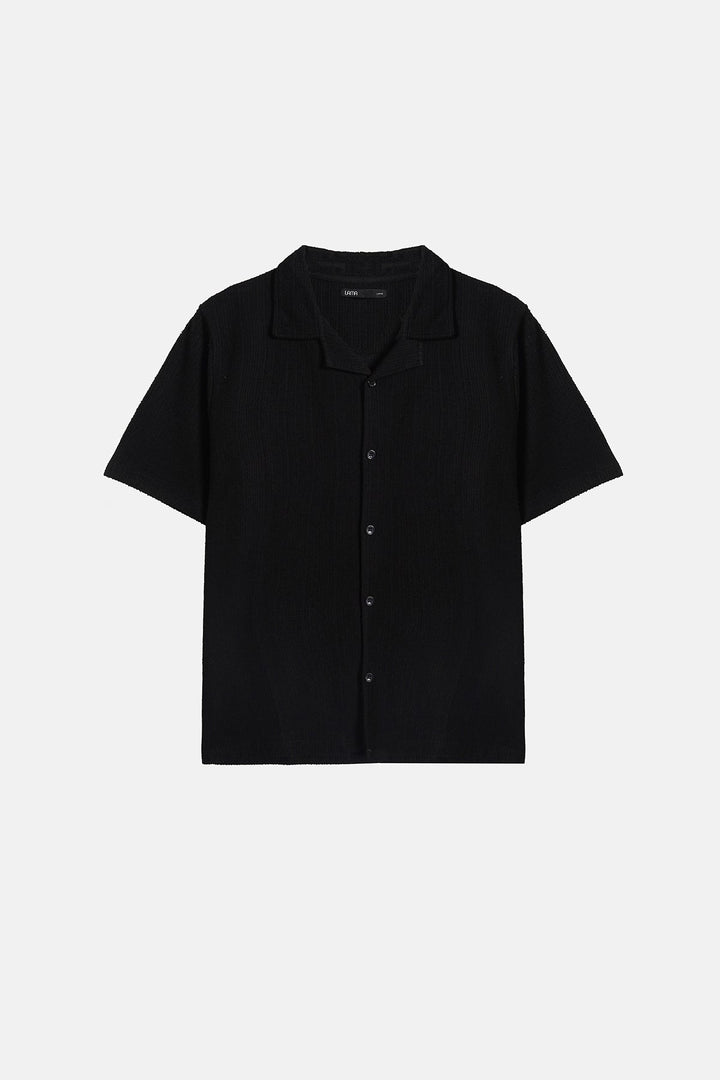BLACK RESORT COLLAR SHIRT