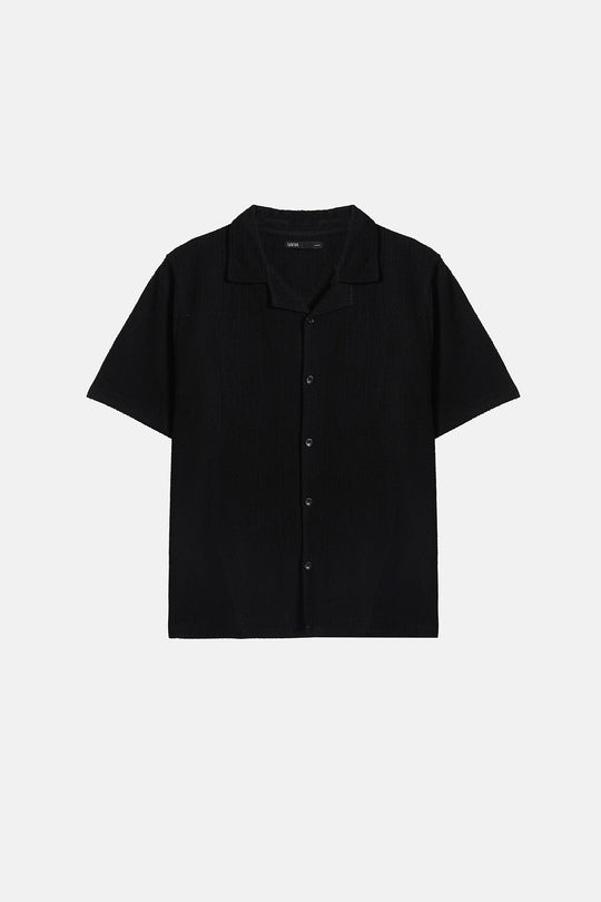BLACK RESORT COLLAR SHIRT